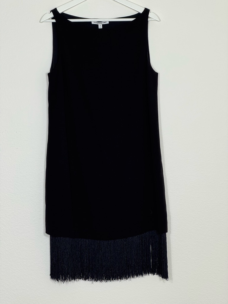 Elizabeth And James Black Sleeveless Fringe Hem Dress Size 8